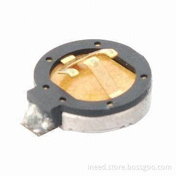 Coin Type Vibration Motor w/ 10mm Diameter, 2.0mm Thickness, 13,500rpm Rated Speed, Spring Contacts